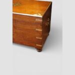 19thc brass inlaid teak campaign trunk - Image 3