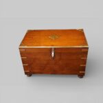 19thc brass inlaid teak campaign trunk - Image 6