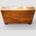 19thc brass inlaid teak campaign trunk - Image 9