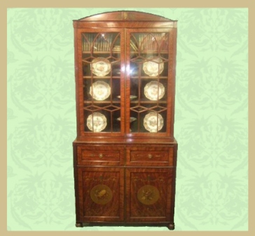 3-Regency-Decorated-Secretaire-Antique-Bookcase-.jpg A Regency Mahogany Hand Decorated Secretaire Bookcase - Image 1