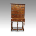 Antique Burr Elm chest on stand