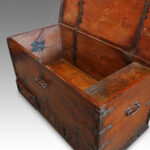 Antique Colonial hardwood iron bound mule chest - Image 5
