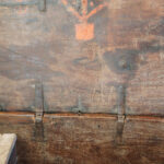 Antique Colonial trunk with iron lock plate - Image 7