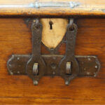 Antique Colonial merchants chest with iron fittings - Image 6