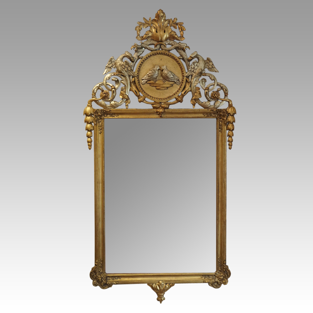 Antique-Continental-love-bird-gilt-mirror.jpg Antique Continental ornate gilt mirror - Image 1