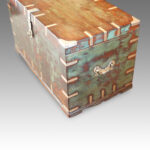 Antique Victorian brass bound military chest with some original paint - Image 6