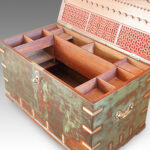 Antique Victorian brass bound military chest with some original paint - Image 5