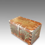 Antique Victorian brass bound military chest with some original paint - Image 2