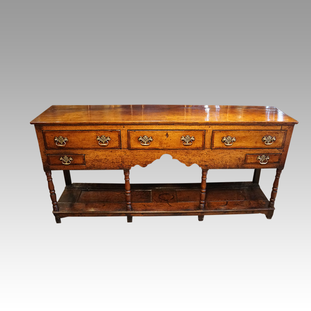 Antique-banded-oak-potboard-dresser-base.jpg Antique oak pot board dresser - Image 1