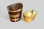 Antique brass bound mahogany bucket - Image 2