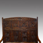 Antique carved oak settle - Image 7