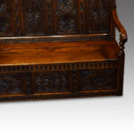 Antique carved oak settle - Image 5