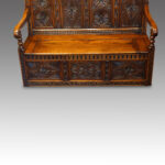 Antique carved oak settle - Image 3