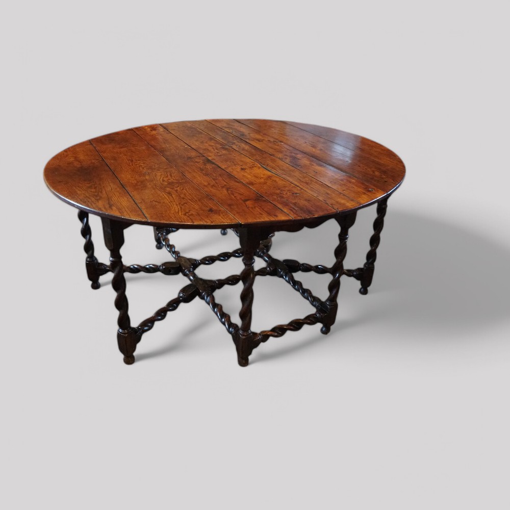 Antique-double-gate-leg-table.jpg Antique large oak double gate leg table - Image 1
