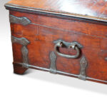 Antique hardwood Colonial chest coffee table - Image 11