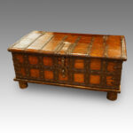 Antique hardwood iron bound merchants chest
