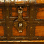 Antique hardwood iron bound merchants chest - Image 4