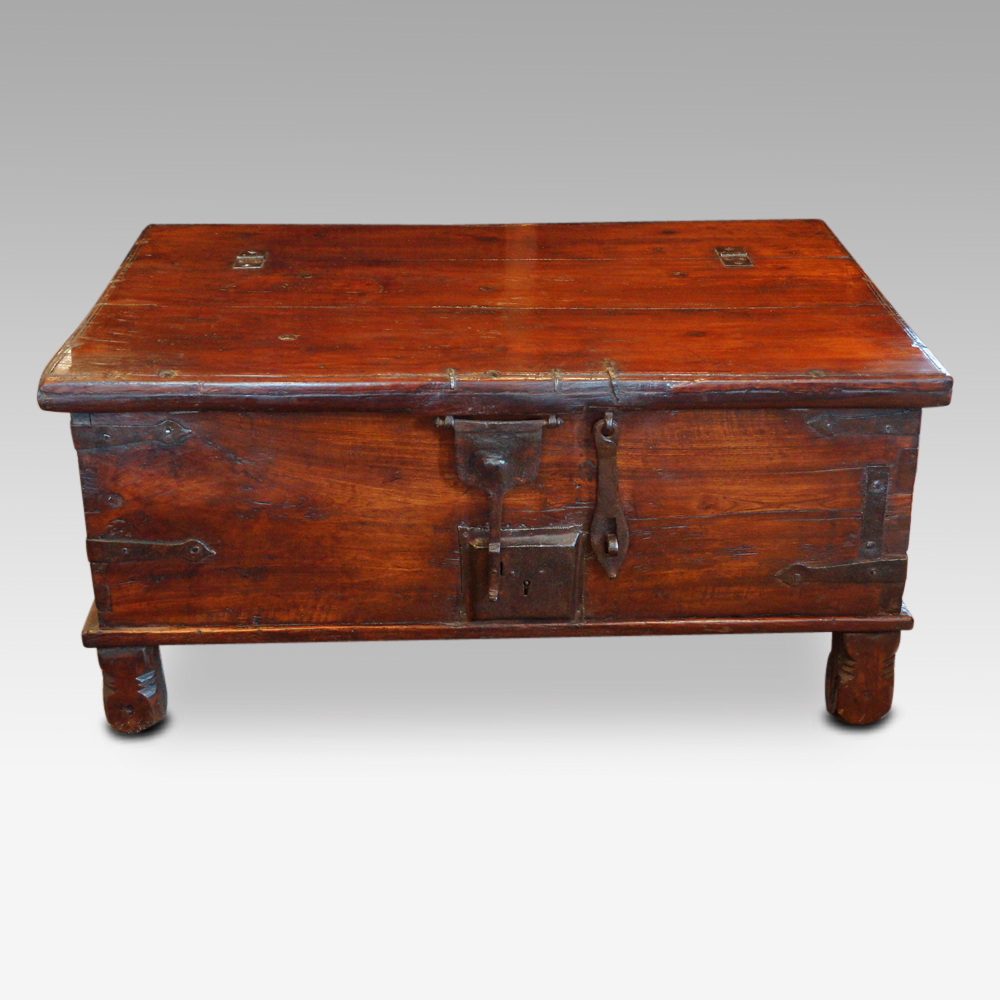 Antique-hardwood-merchants-valuables-trunk.jpg Antique hardwood merchants valuables chest - Image 1
