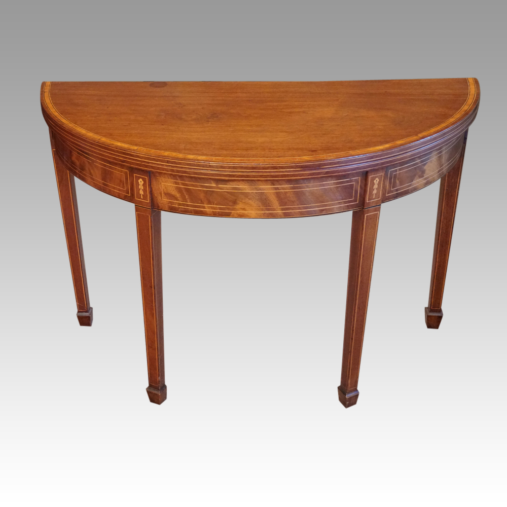 Antique-inlaid-mahogany-demi-lune-tea-table.jpg Antique mahogany demi lune tea table - Image 1