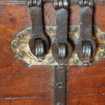 Antique iron bound merchants chest - Image 7