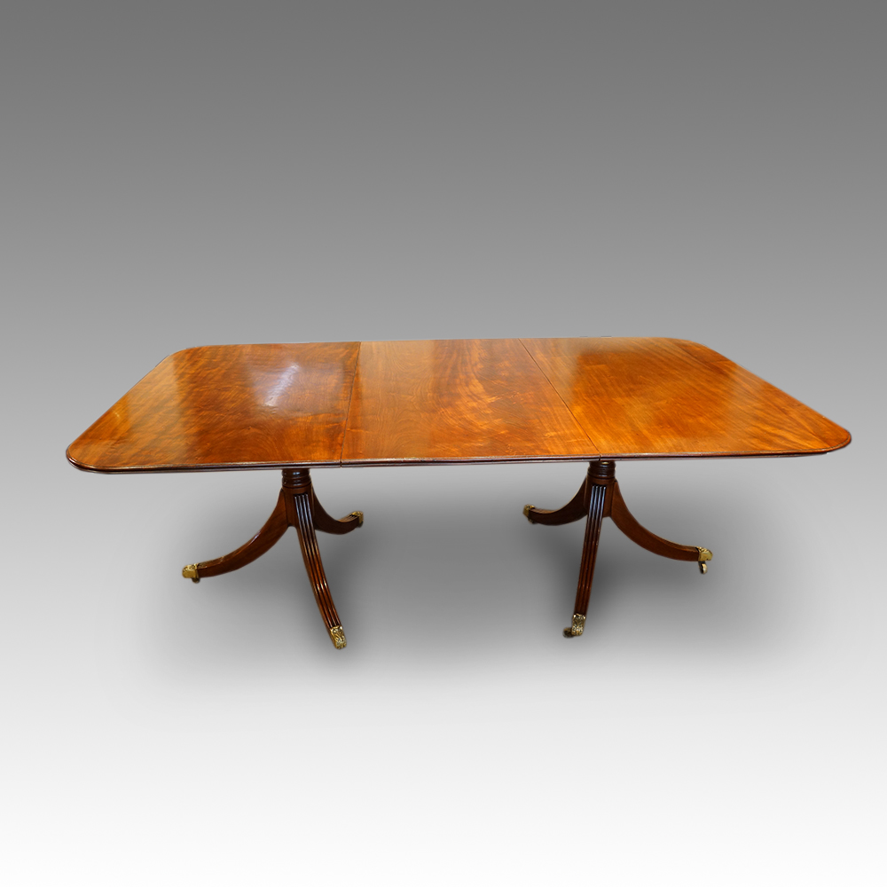 Antique-mahogany-twin-pillar-dining-table-1.jpg Antique mahogany twin pillar table Now Sold - Image 1