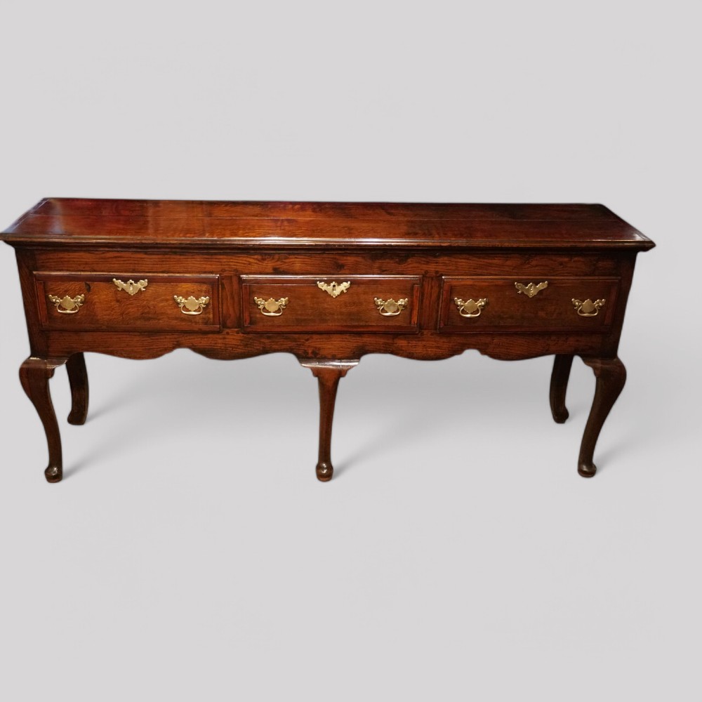 Antique-oak-cabriole-leg-dresser-base-3.jpg Antique oak cabriole leg dresser base - Image 1
