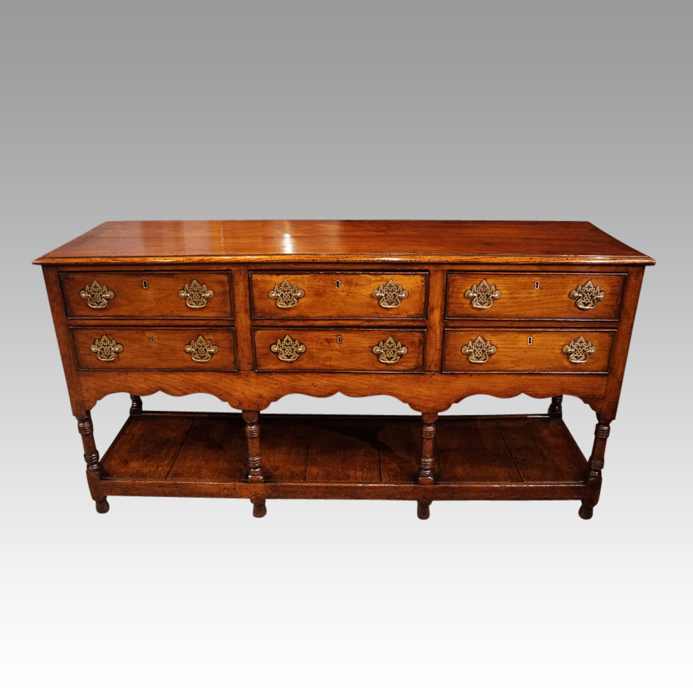 Antique-oak-dresser-base-5.jpg George III oak dresser base - Image 1