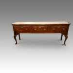 Antique oak inlaid cabriole leg dresser base
