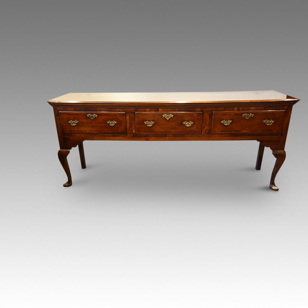 Antique-oak-inlaid-cabriole-leg-dresser-base.jpg Antique oak inlaid cabriole leg dresser base - Image 1