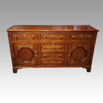 Antique oak inlaid dresser base - Image 2