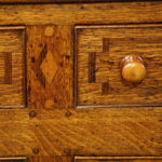 Antique oak inlaid dresser base - Image 4