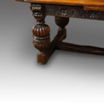 Antique oak large draw leaf dining table - Image 3