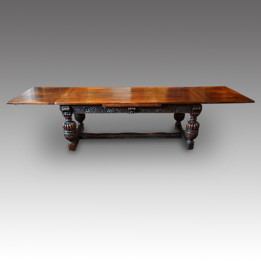 Antique-oak-large-drawleaf-dining-table.jpg Antique oak large draw leaf dining table - Image 1