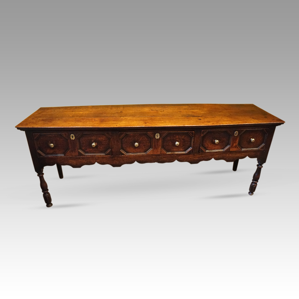 Antique-oak-long-dresser-base.jpg Antique long oak dresser base - Image 1