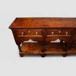 Antique oak pot board dresser with brass drop handles - Image 6