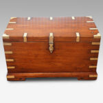 Antique teak brass bound officers uniform chest