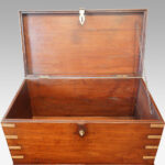 Antique teak brass bound officers uniform chest - Image 6