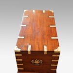 Antique teak brass bound officers uniform chest - Image 3