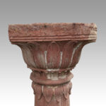 Antique large red stone carved column  - Image 2