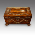 Antique rosewood inlaid jewellery box
