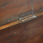 Antique teak trunk merchants trunk with iron straps and brass corners - Image 6