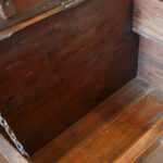 Antique teak trunk merchants trunk with iron straps and brass corners - Image 5