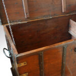 Antique teak trunk merchants trunk with iron straps and brass corners - Image 4