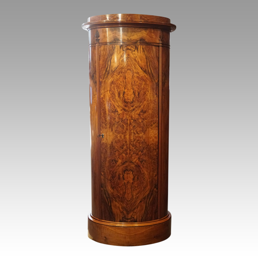 Antique-walnut-cylinder-cabinet.jpg Antique walnut cylinder drinks cabinet - Image 1