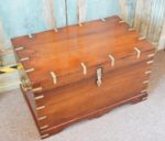 Antique Brass Bound Teak Campaign Trunk - Image 2