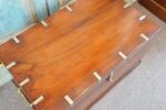 Antique Brass Bound Teak Campaign Trunk - Image 3