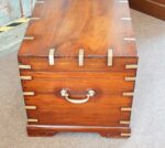 Antique Brass Bound Teak Campaign Trunk - Image 4
