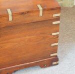 Antique Brass Bound Teak Campaign Trunk - Image 6