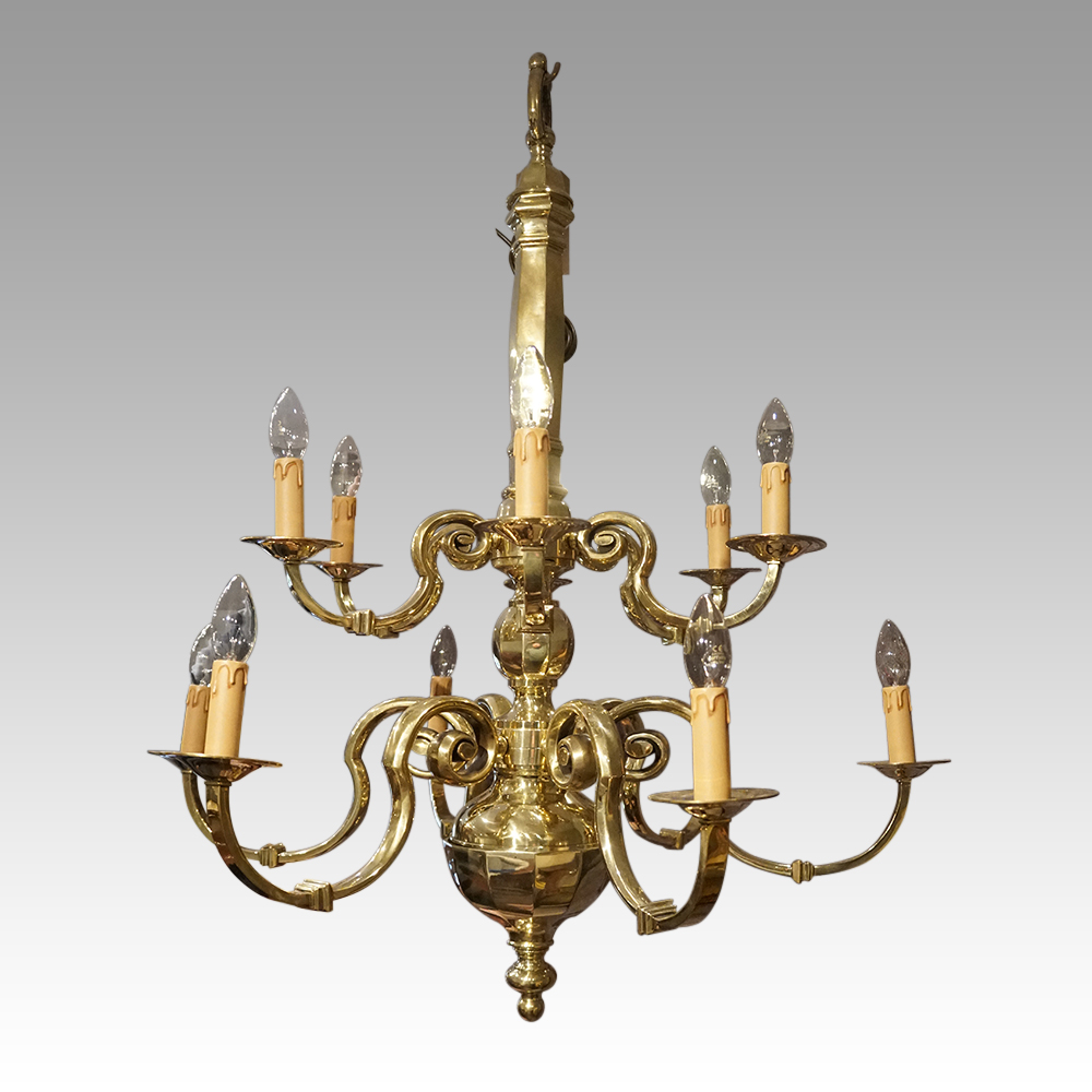 Bronze-2-tier-chandelier.jpg Edwardian bronze 2 tier chandelier - Image 1