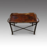 Bronzed steel leather top coffee table
